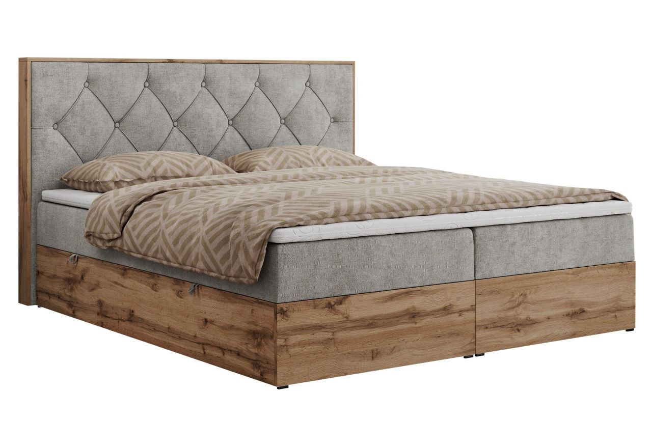 Łóżko kontynentalne VENETO 140x200 - H3 - jasnoszary, struktura