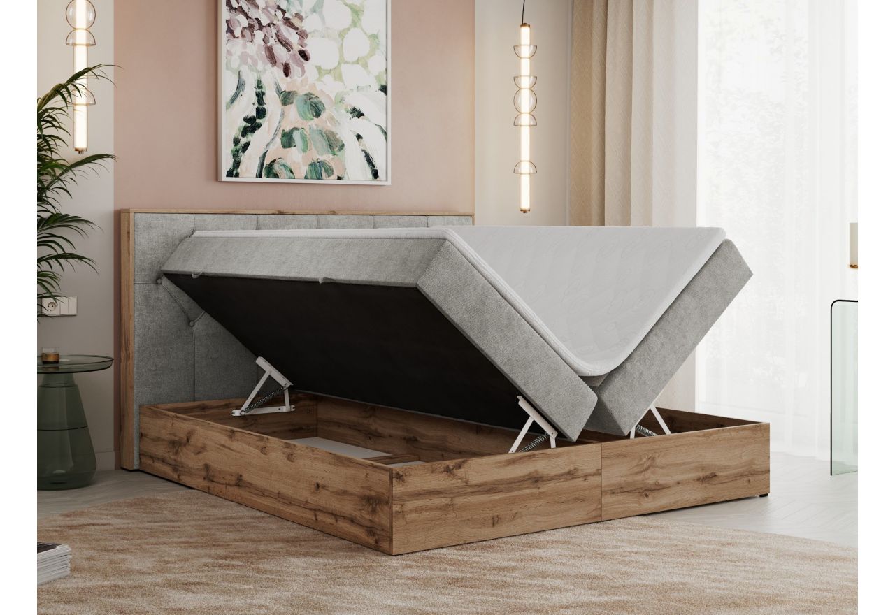 Łóżko kontynentalne VENETO 180x200 - H3 - jasnoszary, struktura