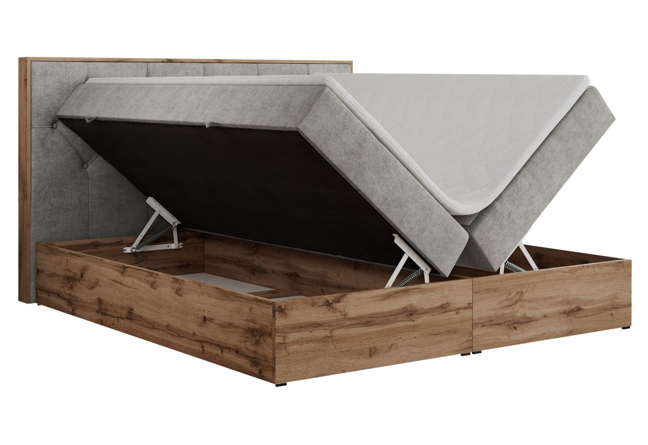 Łóżko kontynentalne VENETO 140x200 - H4 - jasnoszary, struktura