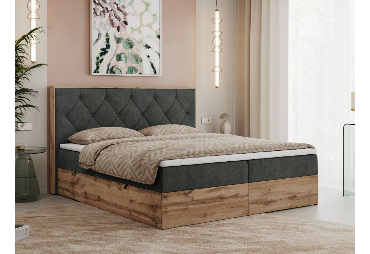 Łóżko kontynentalne VENETO 140x200 - H3 - ciemnoszary, struktura