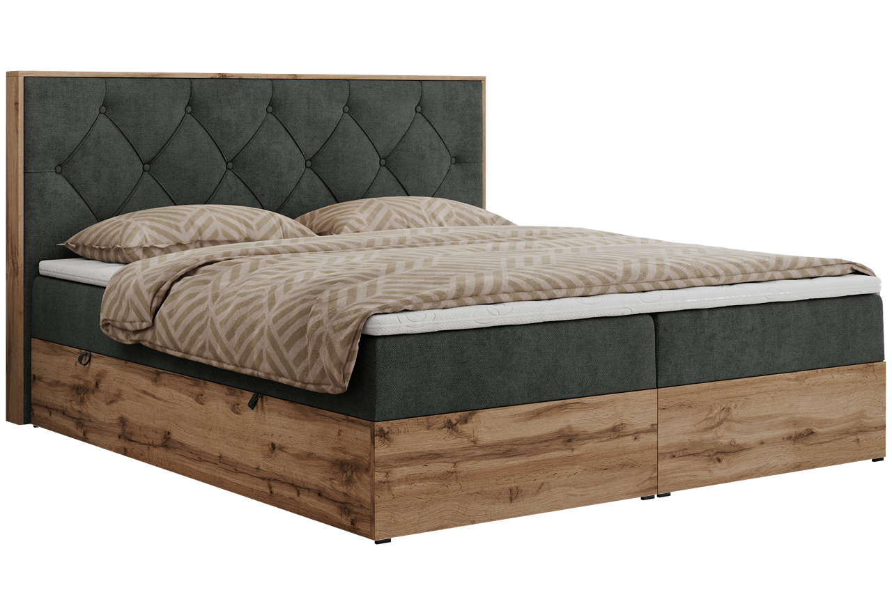 Łóżko kontynentalne VENETO 140x200 - H3 - ciemnoszary, struktura