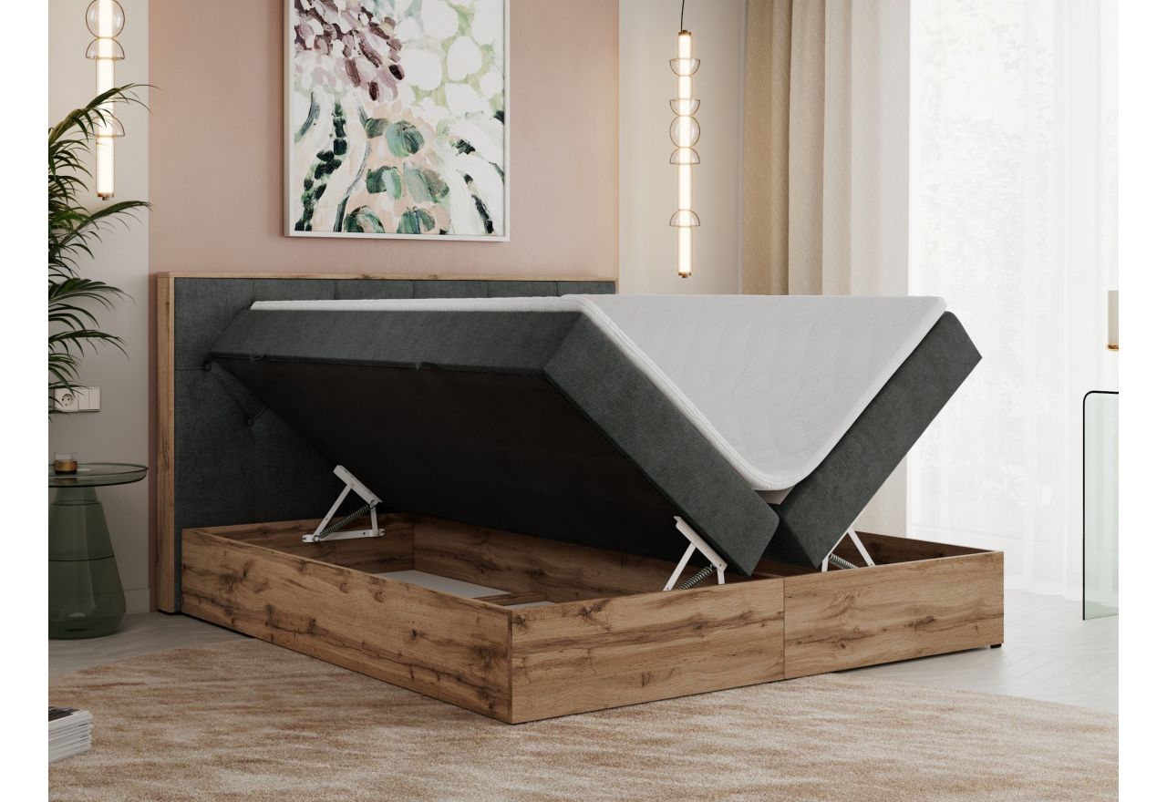 Łóżko kontynentalne VENETO 160x200 - H3 - ciemnoszary, struktura