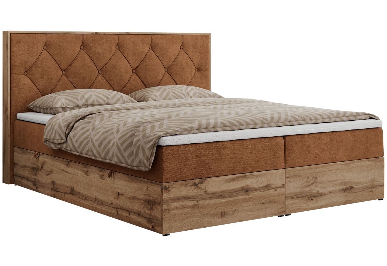 Łóżko kontynentalne VENETO 160x200 - H3 - pomarańczowy, struktura