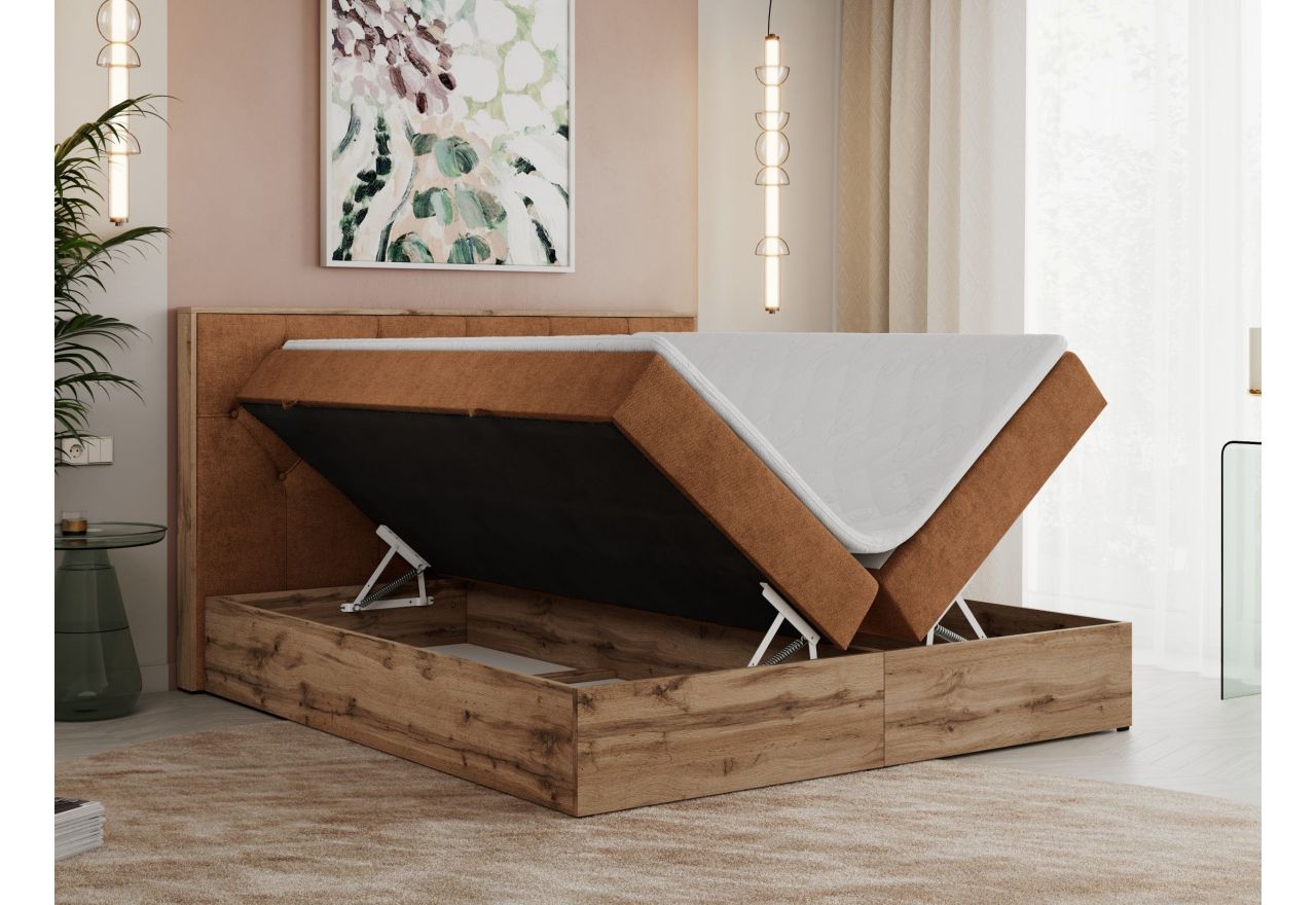 Łóżko kontynentalne VENETO 160x200 - H3 - pomarańczowy, struktura