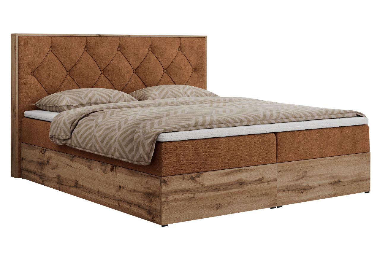 Łóżko kontynentalne VENETO 180x200 - H3 - pomarańczowy, struktura