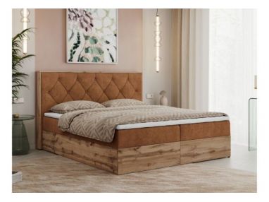 Łóżko kontynentalne VENETO 160x200 - H4 - pomarańczowy, struktura