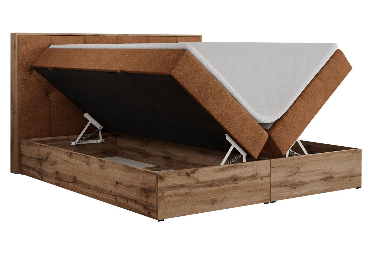 Łóżko kontynentalne VENETO 200x200 - H4 - pomarańczowy, struktura