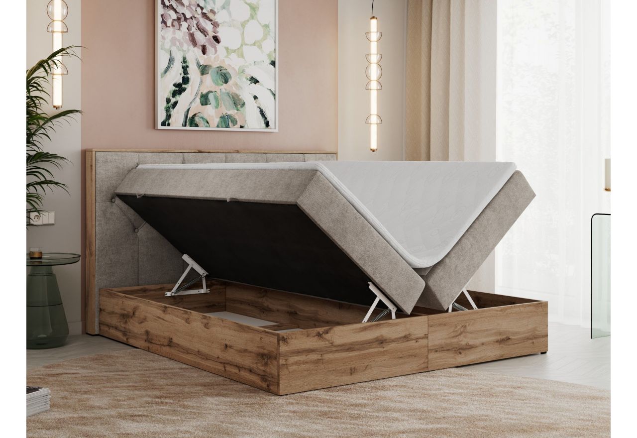 Łóżko kontynentalne VENETO 160x200 - H3 - beżowy, struktura