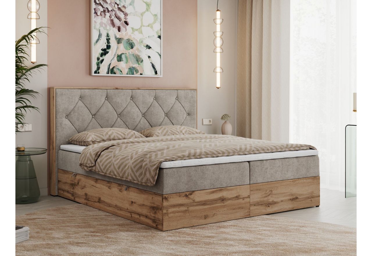 Łóżko kontynentalne VENETO 200x200 - H3 - beżowy, struktura