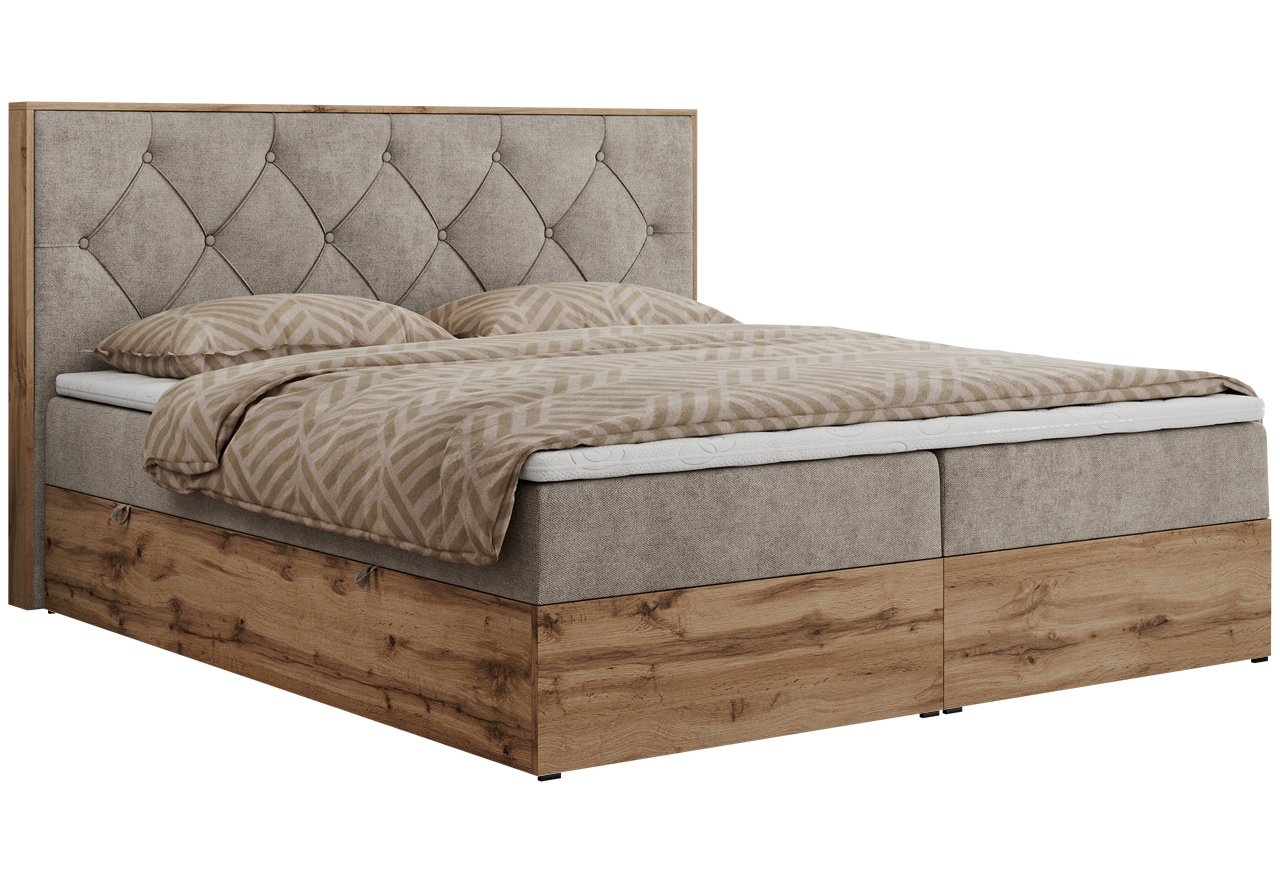 Łóżko kontynentalne VENETO 180x200 - H4 - beżowy, struktura