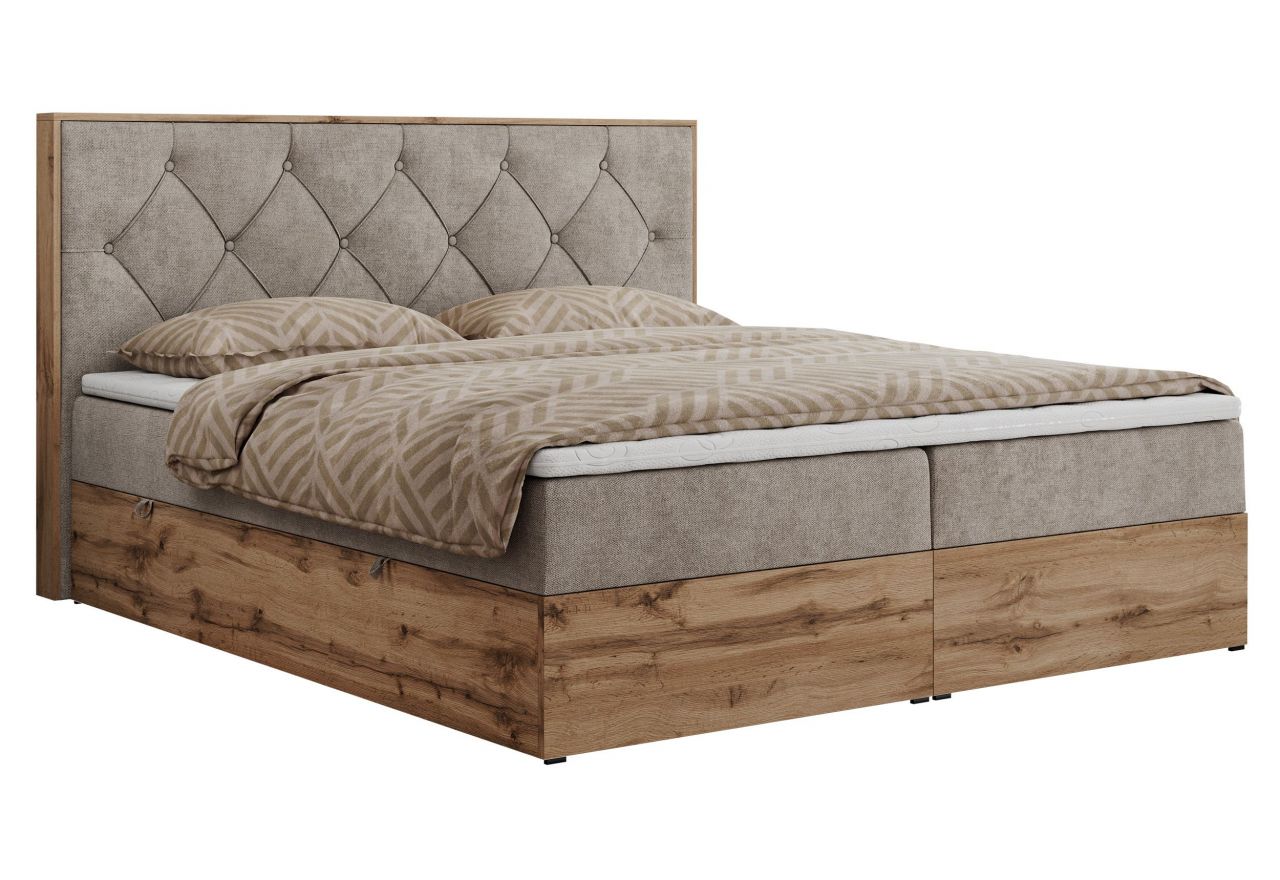 Łóżko kontynentalne VENETO 200x200 - H4 - beżowy, struktura