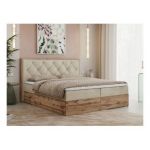 Łóżko kontynentalne VENETO 140x200 - H3 - beżowy, welwet