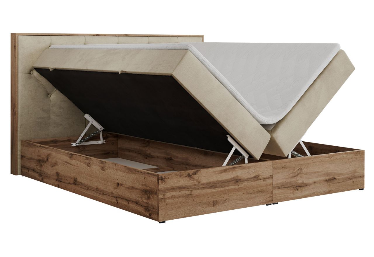 Łóżko kontynentalne VENETO 140x200 - H3 - beżowy, welwet