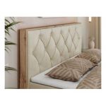 Łóżko kontynentalne VENETO 200x200 - H3 - beżowy, welwet