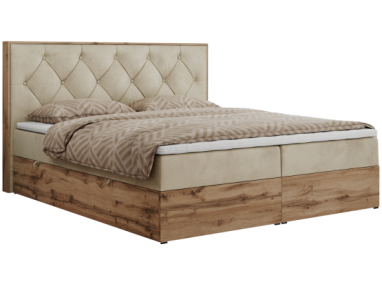 Łóżko kontynentalne VENETO 140x200 - H4 - beżowy, welwet