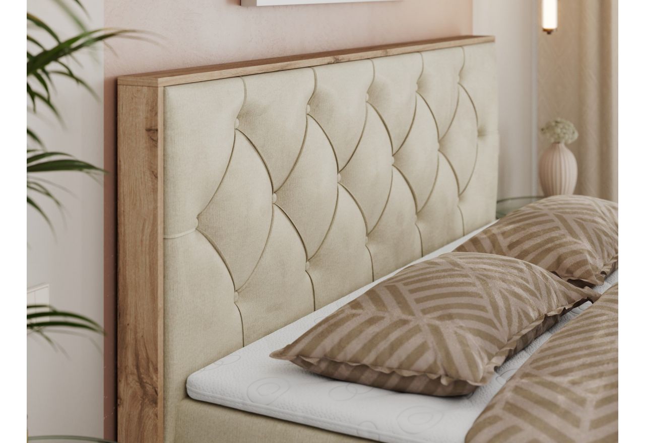 Łóżko kontynentalne VENETO 140x200 - H4 - beżowy, welwet