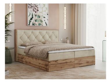 Łóżko kontynentalne VENETO 160x200 - H4 - beżowy, welwet