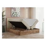 Łóżko kontynentalne VENETO 160x200 - H4 - beżowy, welwet