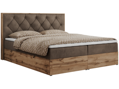 Łóżko kontynentalne VENETO 140x200 - H3 - brązowy, welwet