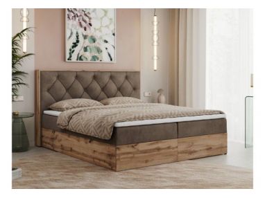 Łóżko kontynentalne VENETO 160x200 - H3 - brązowy, welwet