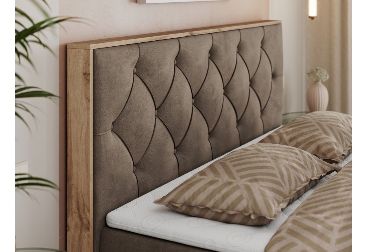 Łóżko kontynentalne VENETO 160x200 - H3 - brązowy, welwet