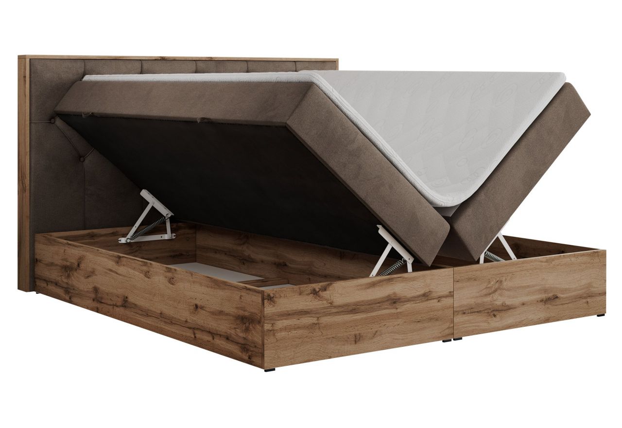 Łóżko kontynentalne VENETO 160x200 - H3 - brązowy, welwet