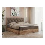 Łóżko kontynentalne VENETO 160x200 - H4 - brązowy, welwet