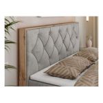 Łóżko kontynentalne VENETO 140x200 - H3 - jasnoszary, welwet