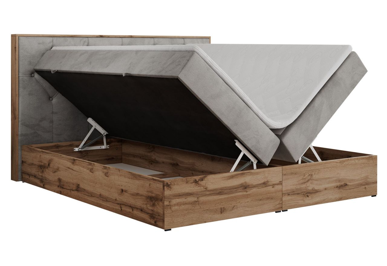 Łóżko kontynentalne VENETO 140x200 - H3 - jasnoszary, welwet