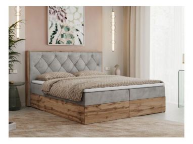 Łóżko kontynentalne VENETO 180x200 - H3 - jasnoszary, welwet