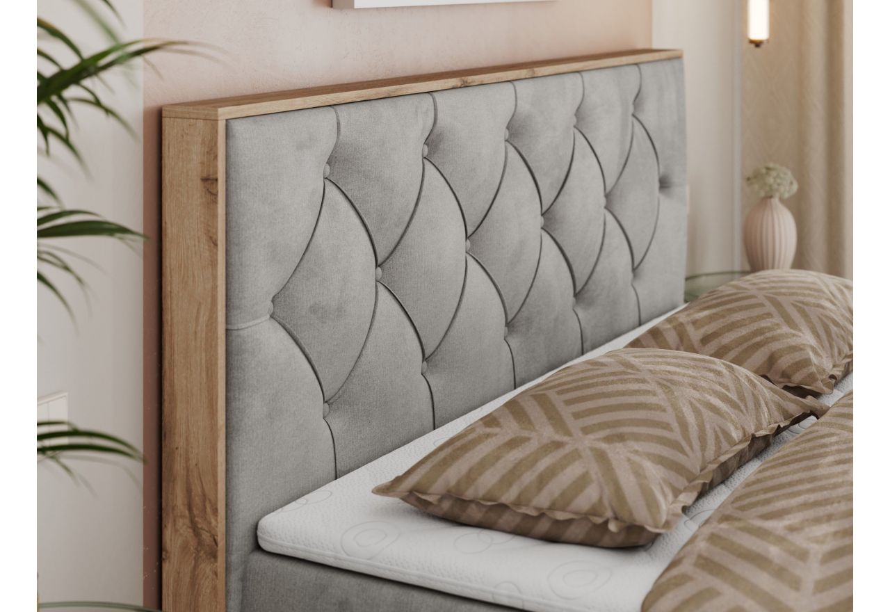 Łóżko kontynentalne VENETO 180x200 - H3 - jasnoszary, welwet