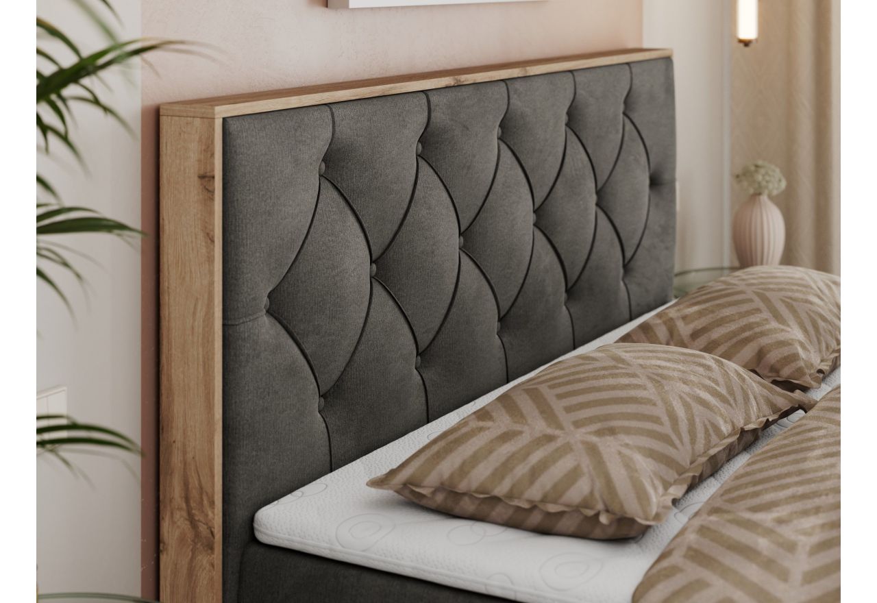 Łóżko kontynentalne VENETO 140x200 - H3 - ciemnoszary, welwet