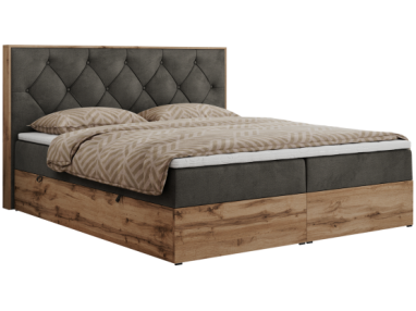 Łóżko kontynentalne VENETO 160x200 - H3 - ciemnoszary, welwet