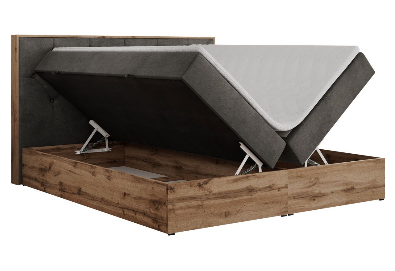 Łóżko kontynentalne VENETO 160x200 - H3 - ciemnoszary, welwet