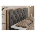 Łóżko kontynentalne VENETO 160x200 - H4 - ciemnoszary, welwet