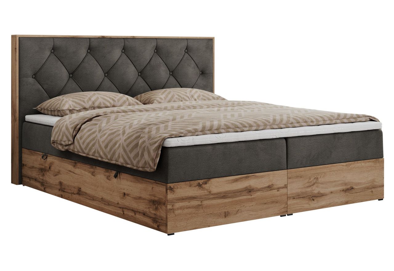 Łóżko kontynentalne VENETO 160x200 - H4 - ciemnoszary, welwet