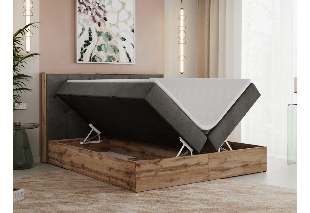 Łóżko kontynentalne VENETO 180x200 - H4 - ciemnoszary, welwet