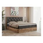 Łóżko kontynentalne VENETO 200x200 - H4 - ciemnoszary, welwet