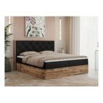 Łóżko kontynentalne VENETO 180x200 - H3 - czarny, ekoskóra