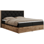 Łóżko kontynentalne VENETO 180x200 - H3 - czarny, ekoskóra