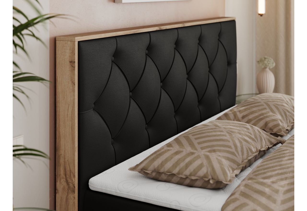 Łóżko kontynentalne VENETO 180x200 - H3 - czarny, ekoskóra