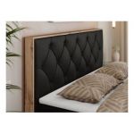 Łóżko kontynentalne VENETO 180x200 - H3 - czarny, ekoskóra