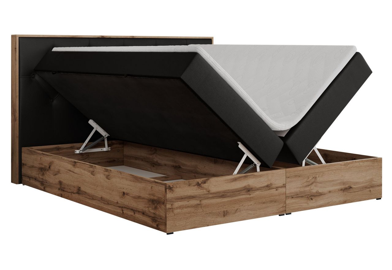 Łóżko kontynentalne VENETO 180x200 - H3 - czarny, ekoskóra