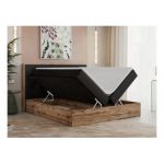 Łóżko kontynentalne VENETO 160x200 - H4 - czarny, ekoskóra