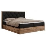 Łóżko kontynentalne VENETO 180x200 - H4 - czarny, ekoskóra