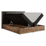 Łóżko kontynentalne VENETO 200x200 - H4 - czarny, ekoskóra