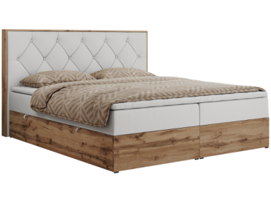 Łóżko kontynentalne VENETO 140x200 - H3 - biały, ekoskóra