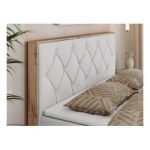 Łóżko kontynentalne VENETO 160x200 - H3 - biały, ekoskóra