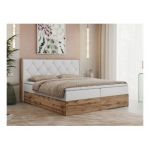 Łóżko kontynentalne VENETO 200x200 - H3 - biały, ekoskóra