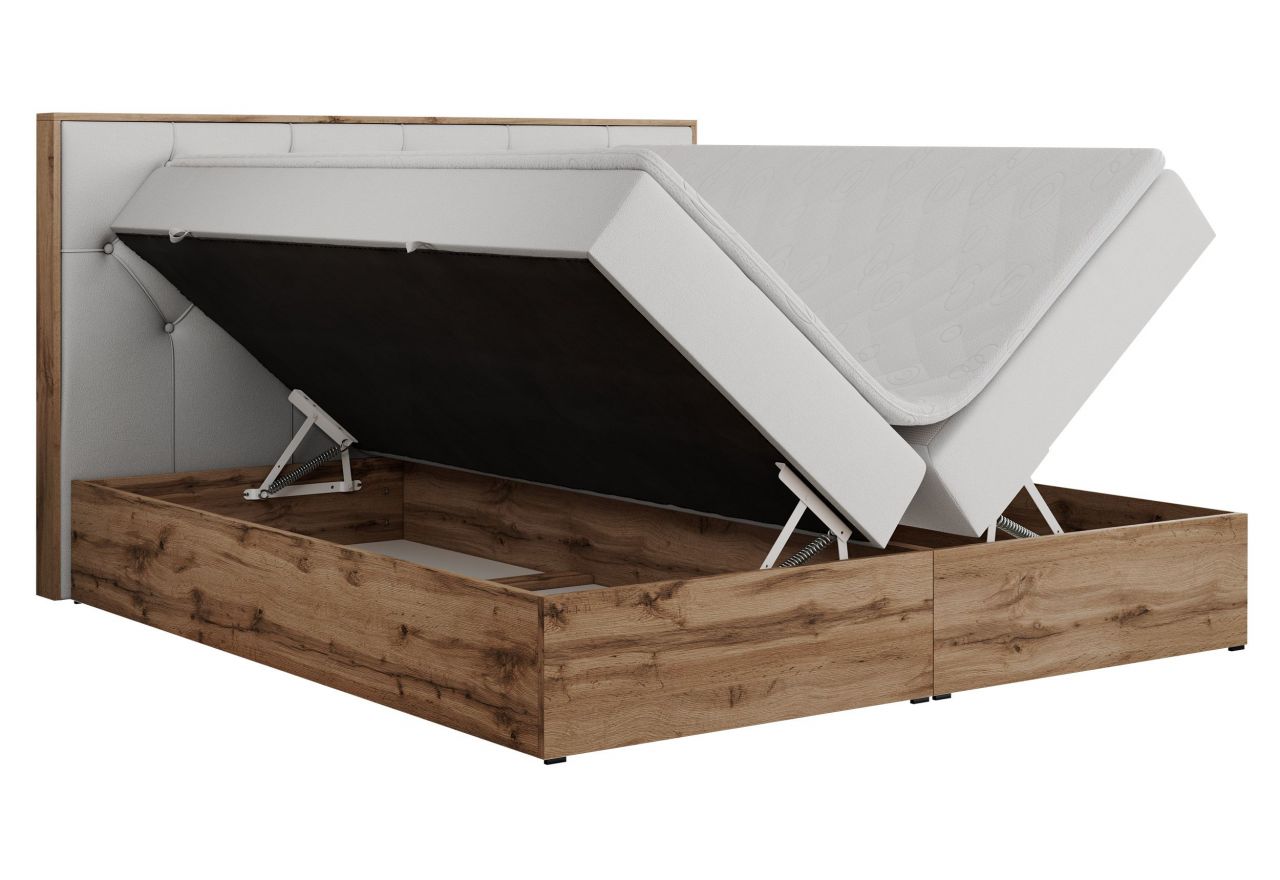 Łóżko kontynentalne VENETO 140x200 - H4 - biały, ekoskóra